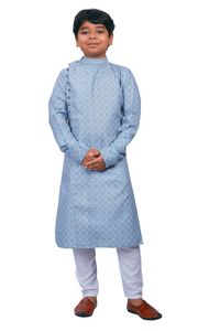 Thumbnail for DEIANA'S Casual Designer Kurta Pyjama Set For Boys And kids (Sky Blue Blue) - Distacart