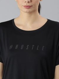 Thumbnail for MKH Women Black Typography Printed Dri-FIT Sports T-shirt - Distacart