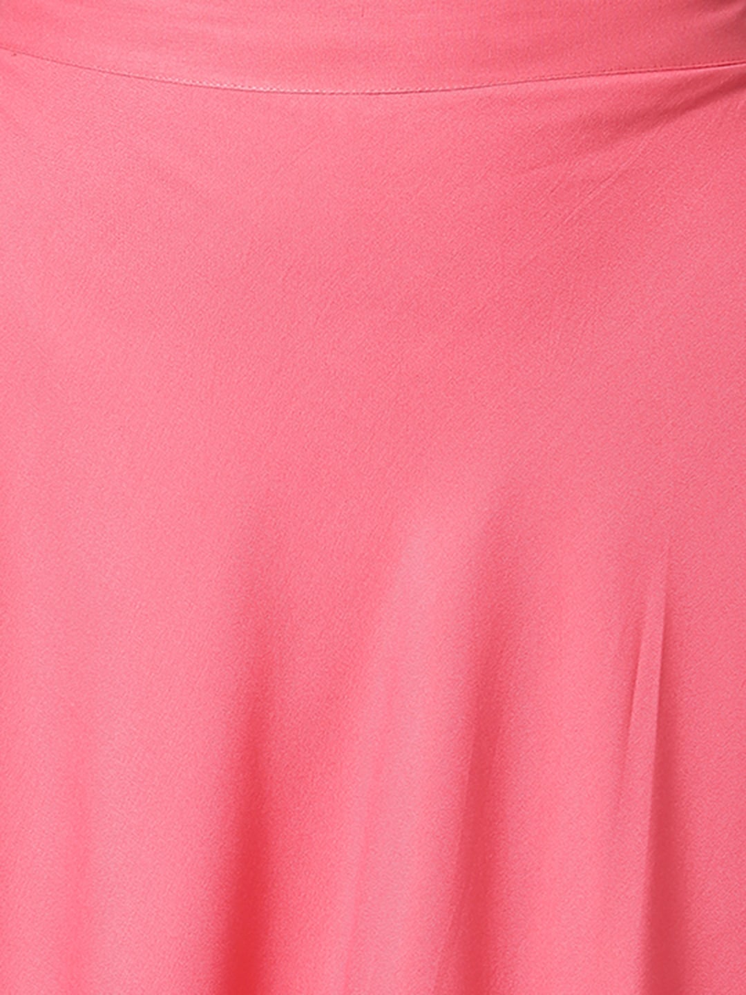 Khushal K Women Pink & White Printed Kurta with Solid Flared Maxi Skirt - Distacart