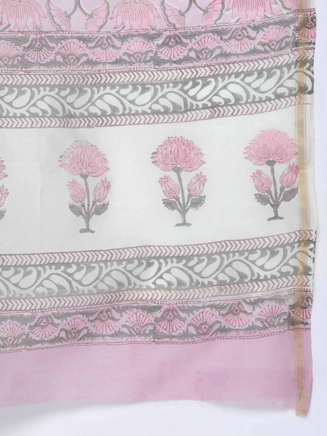 HERE&NOW Women Floral Printed Regular Pure Cotton Kurta with Palazzos & With Dupatta - Distacart