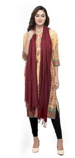 Thumbnail for A R Silk Women's Cotton Self Design Dark Mehroon Regular Dupatta