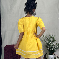 Thumbnail for ArthLife Yellow Flower Embroidered Dress - Distacart