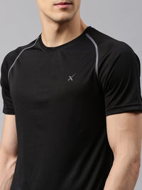 Thumbnail for HRX by Hrithik Roshan Men Black Raglan Sleeved T-shirt - Distacart