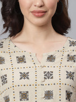 Thumbnail for Khushal K Women Taupe Printed Kurta with Skirt - Distacart