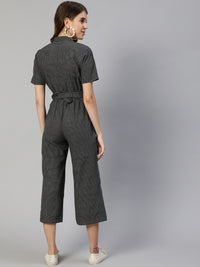Thumbnail for Jaipur Kurti Women Black & White Checked Basic Jumpsuit - Distacart