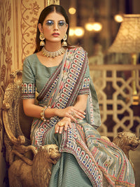Thumbnail for Myra Multicolour Gorgette Designer Saree - Distacart