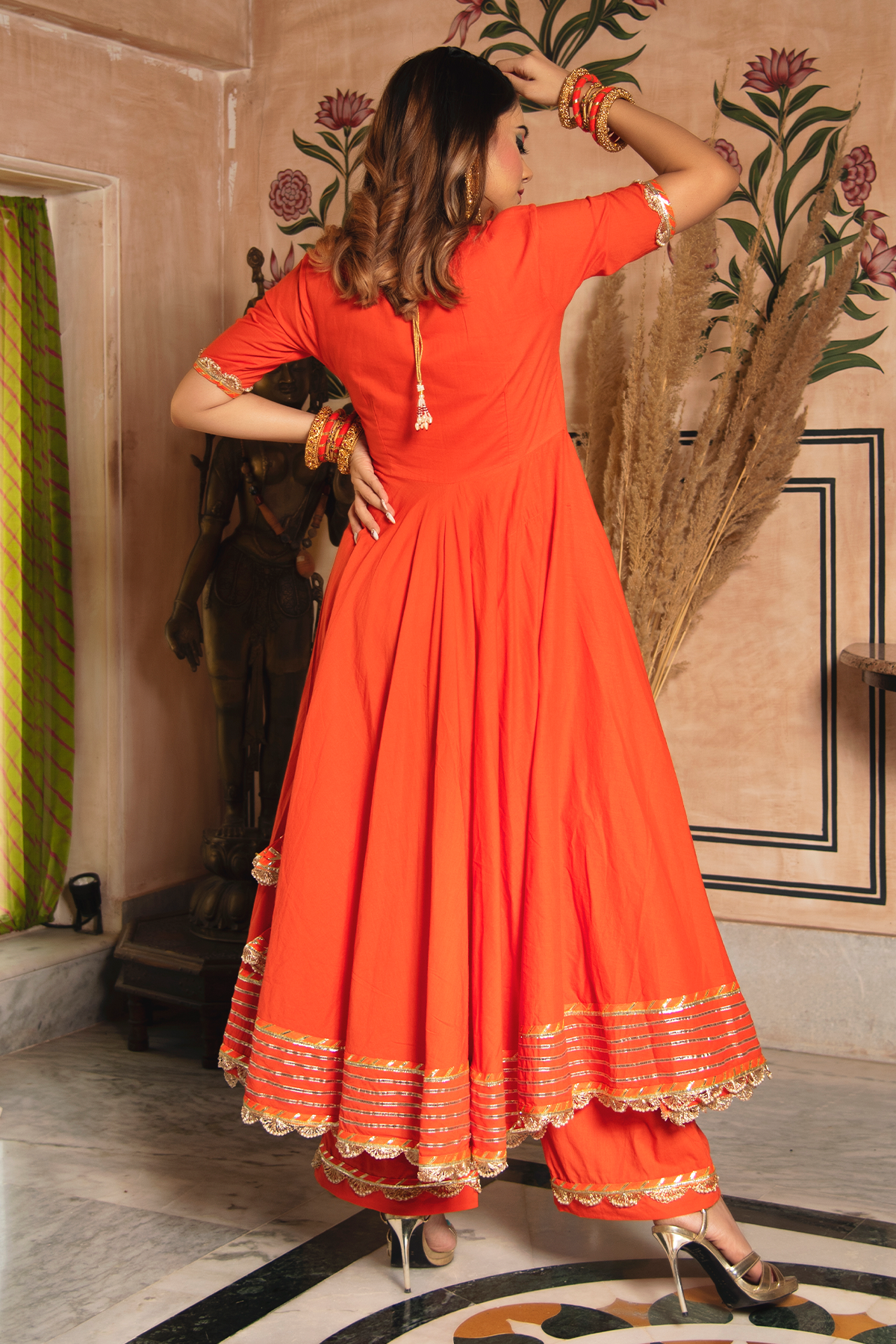 Pomcha Jaipur Bhandhani Angrakha Set - Distacart
