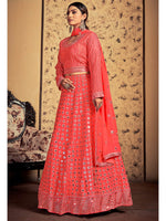 Thumbnail for Myra Neon Art Silk Heavy Embroidered Designer Lehenga - Distacart