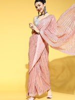 Thumbnail for Mitera Striped Saree with Embellished Border - Distacart
