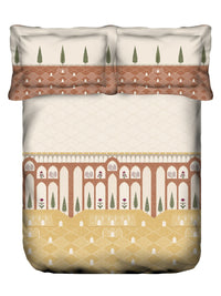 Thumbnail for MYTRIDENT Road To Jaipur Brown Cotton 210 TC King Bedsheet & 2 Pillow Covers - Distacart