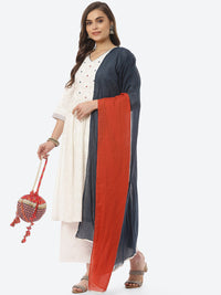 Thumbnail for Biba Women White Ethnic Motifs Printed Pure Cotton Kurta with Trousers & With Dupatta - Distacart