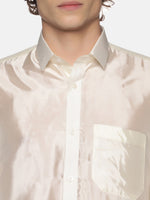 Thumbnail for Sethukrishna Men Cream-Colored & Golden Solid Veshti - Distacart