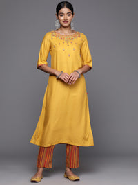 Thumbnail for Biba Women Ethnic Motifs Embroidered Regular Mirror Work Kurta Set - Distacart