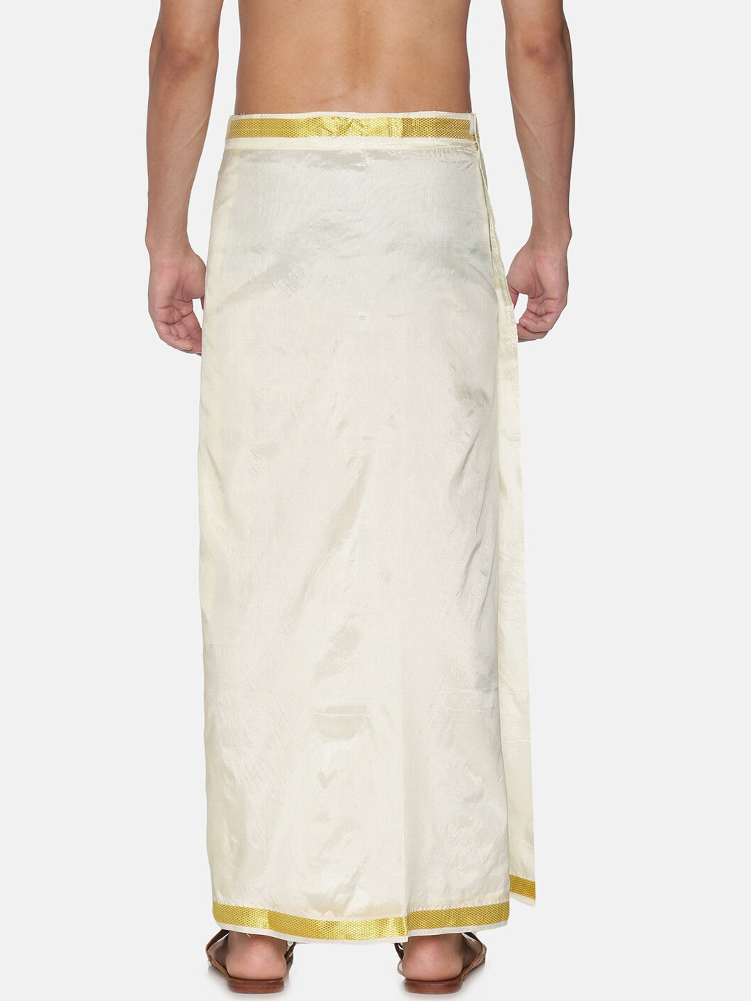 Sethukrishna Men Cream-Coloured Solid Readymade Dhoti - Distacart
