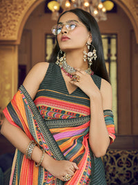 Thumbnail for Myra Multicolour Gorgette Designer Saree - Distacart
