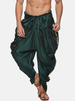 Thumbnail for Sethukrishna Men Dark-Green Solid Dhoti Pants - Distacart