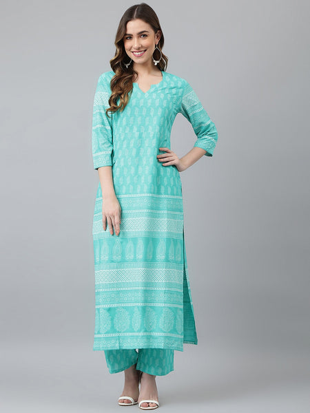 Khushal K Women Ethnic Motifs Printed Kurta with Palazzos - Distacart