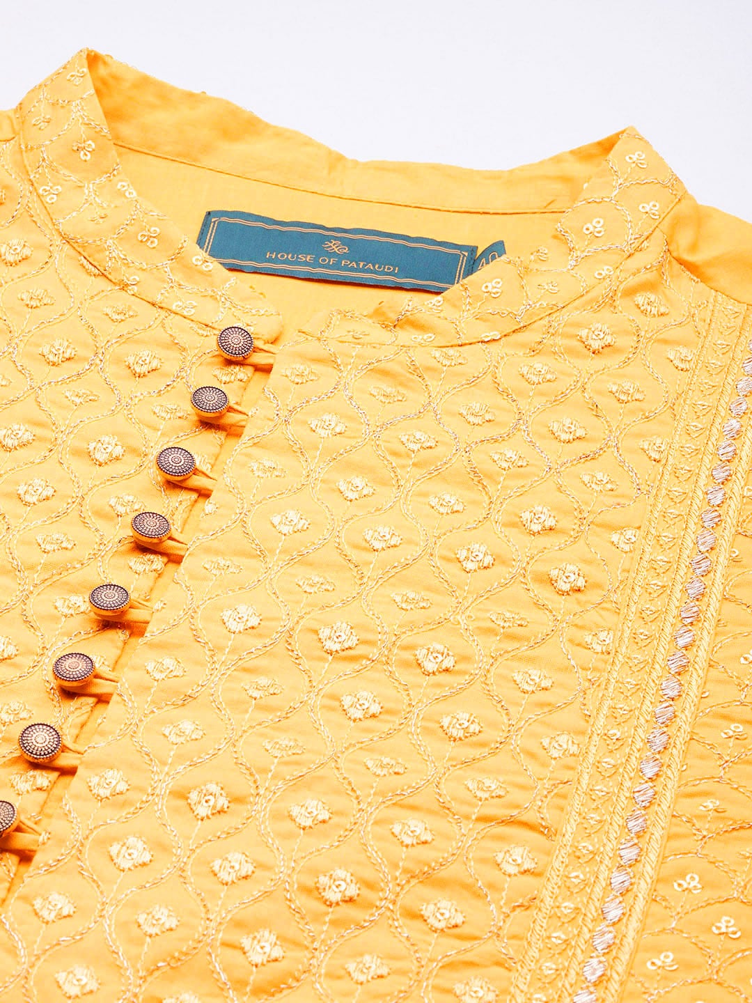 House of Pataudi Jashn Sequinned Embroidered Straight Kurta - Distacart