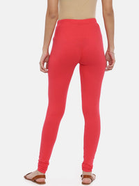 Thumbnail for Souchii Red Solid Slim-Fit Churidar-Length Leggings - Distacart