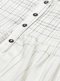 Thumbnail for Biba Women White & Black Striped Kurta with Trousers & Dupatta - Distacart