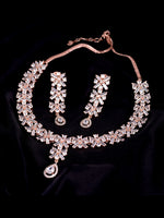 Thumbnail for Saraf RS Jewellery Rose Gold-Plated American Diamond Studded Handcrafted Jewellery Set - Distacart
