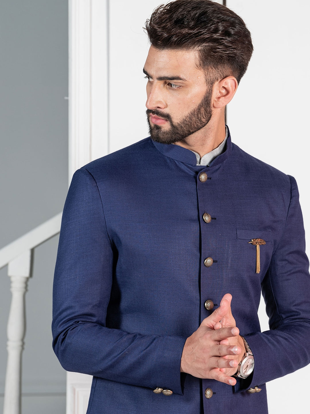 KISAH Men Mandarin Collar Cotton Kurta Sherwani Set - Distacart