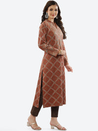 Thumbnail for Biba Women Orange Ethnic Motifs Printed Kurta - Distacart