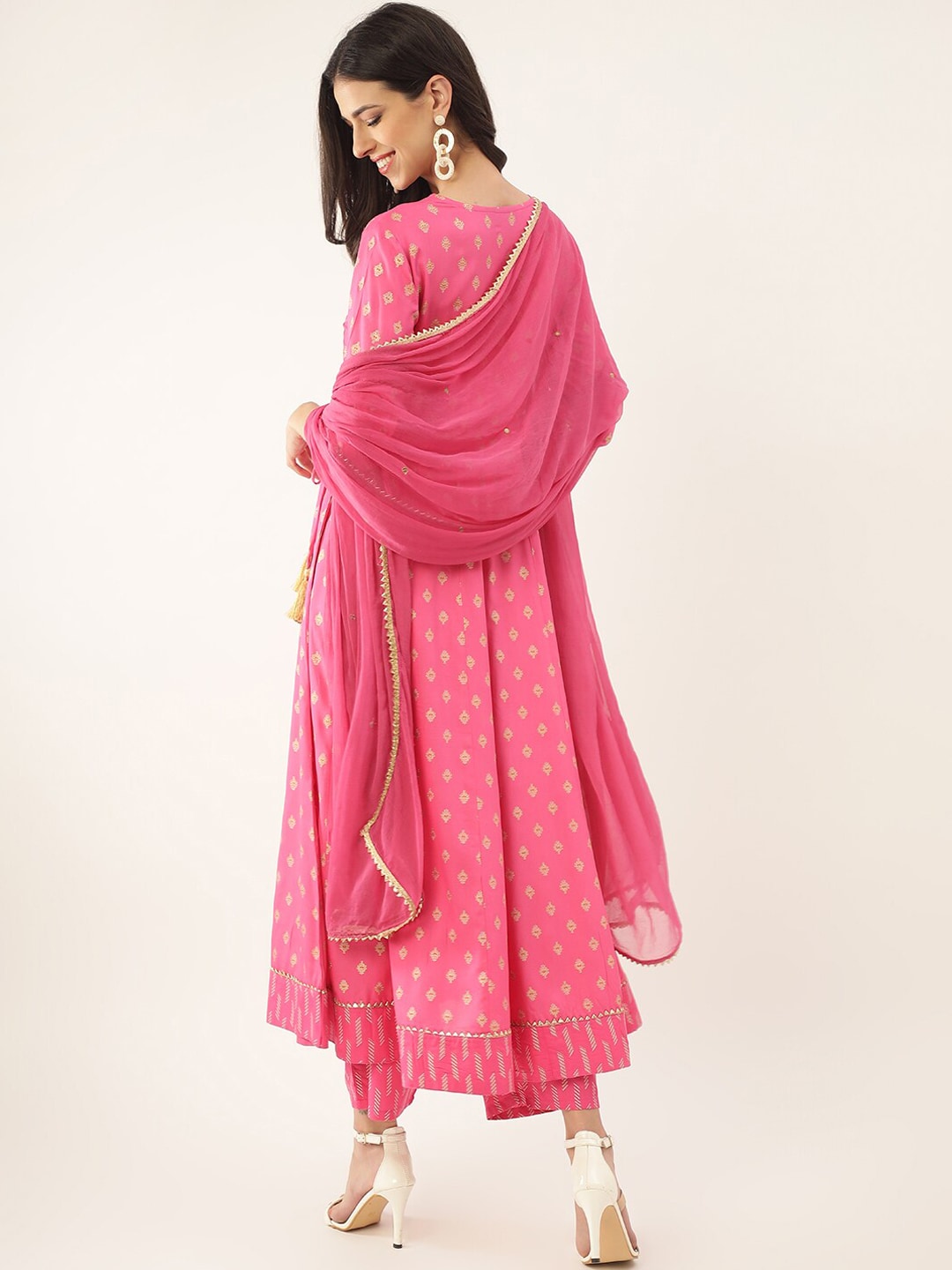 Khushal K Ethnic Motifs Woven Design Sequinned Kurta with Palazzos & Dupatta - Distacart
