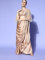 Thumbnail for Tikhi Imli Satin Saree With Cape - Distacart