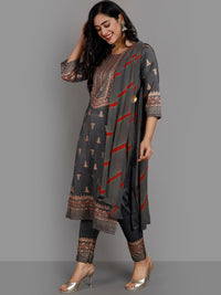 Thumbnail for Kalini Ethnic Motifs Printed Straight Kurta & Trousers With Dupatta - Distacart