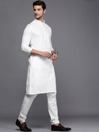 Thumbnail for Manyavar Men White Self Design Kurta with Pyjamas - Distacart