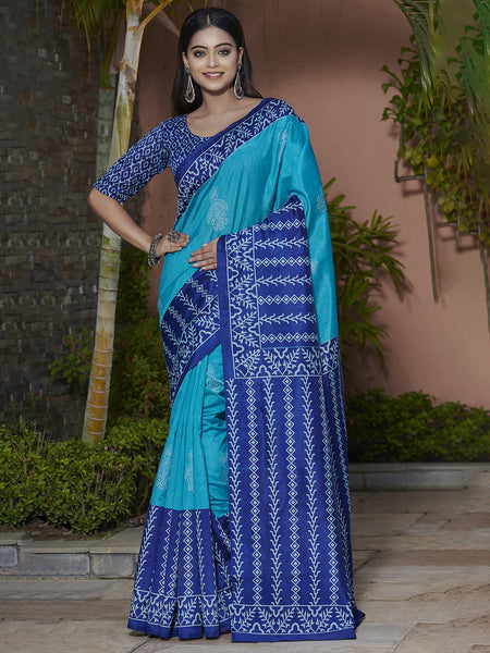 Kalini Bagh Printed Art Silk Bhagalpuri Saree - Distacart