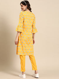 Thumbnail for Sangria Women Ethnic Motifs Printed Straight Kurta with Solid Trousers - Distacart