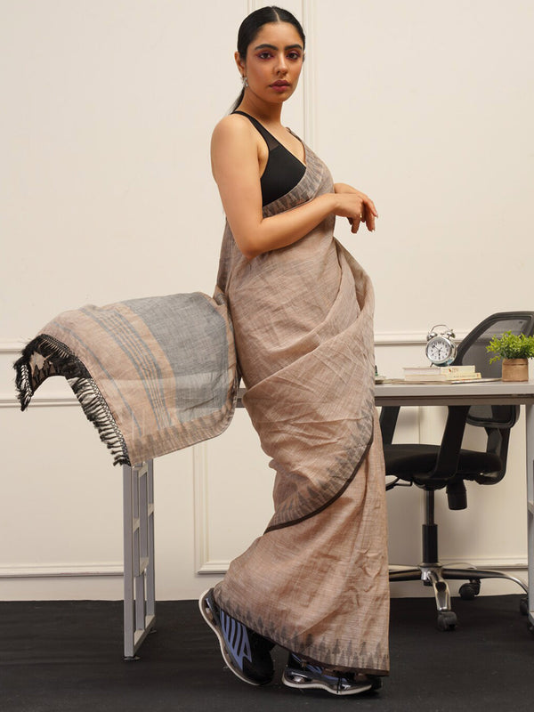 Tikhi Imli Brown Printed Woven Design Saree - Distacart