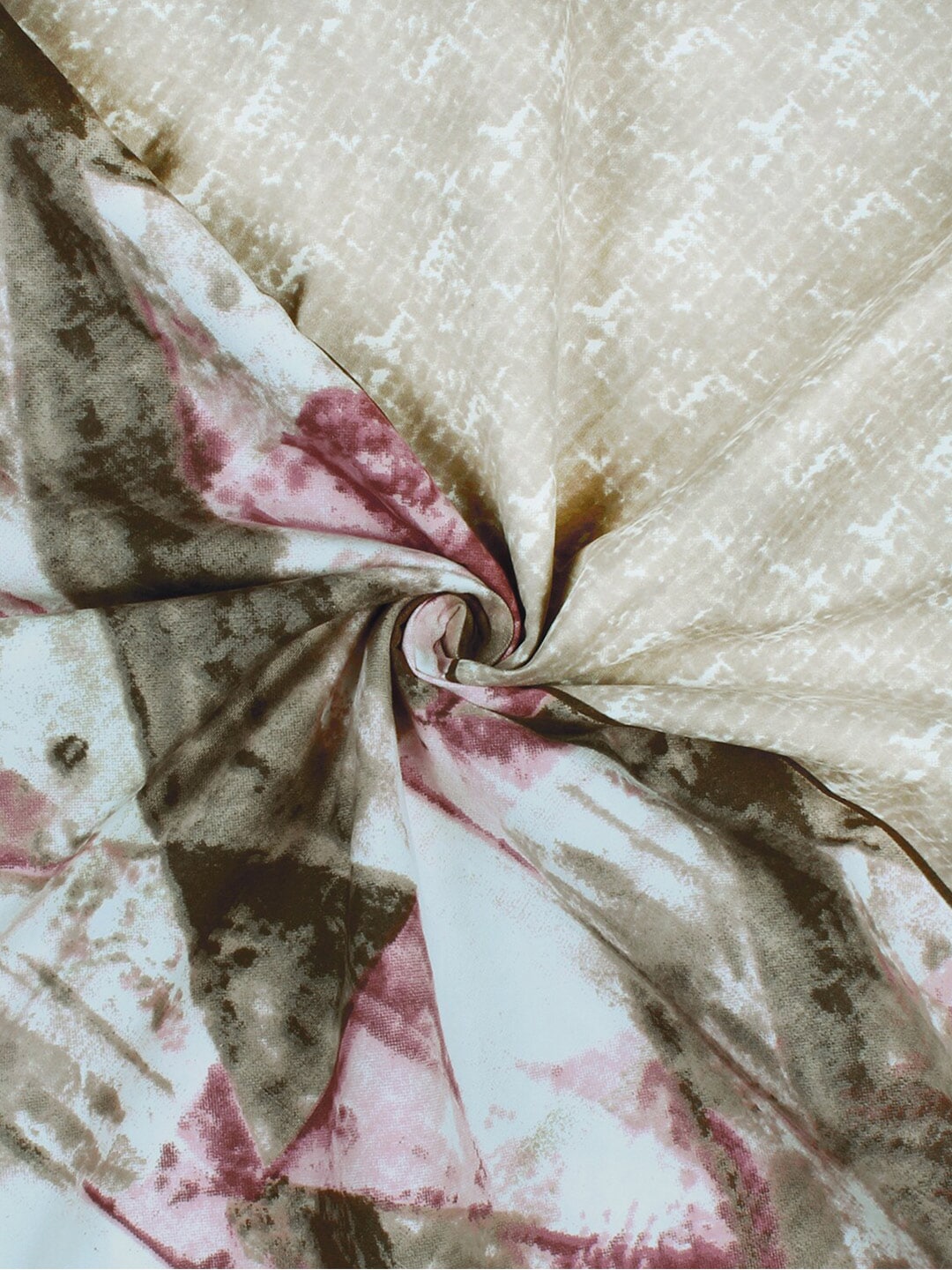 Story@home Brown & Pink Abstract Microfiber 180 TC Bedsheet With Pillow Cover - Distacart
