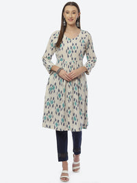 Thumbnail for Biba Women Off White Floral Printed Kurta - Distacart