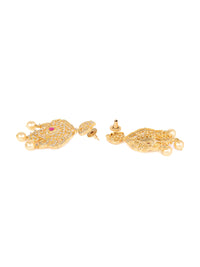Thumbnail for Saraf RS Jewellery Gold-Plated White & Magenta American Diamond Studded Jewellery Set - Distacart
