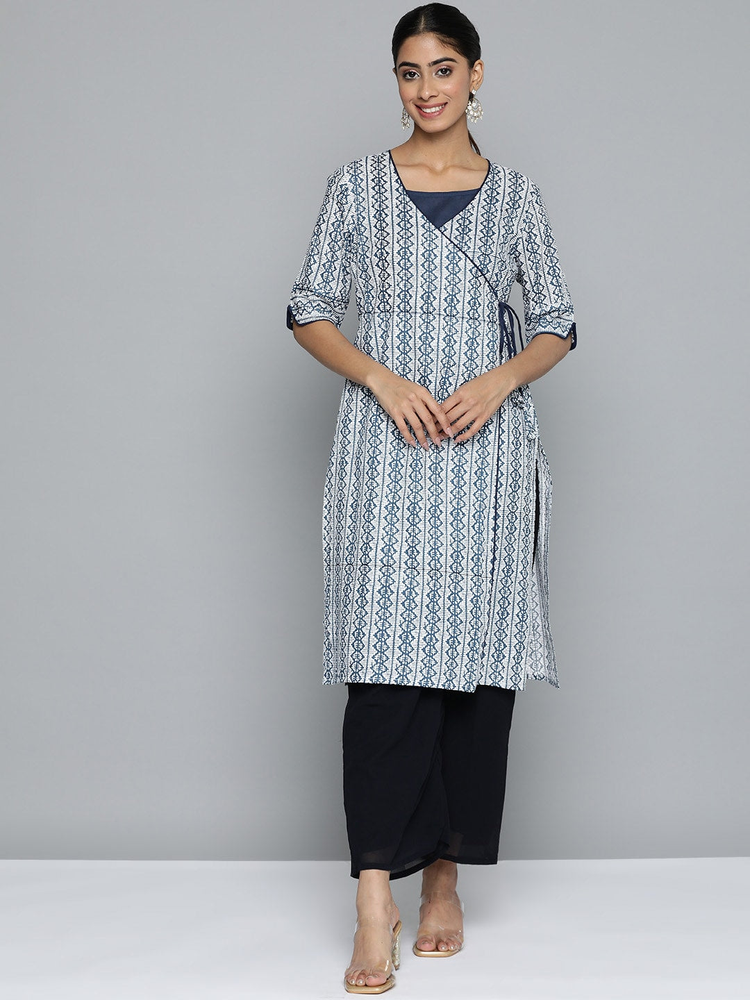 HERE&NOW Printed Wrap Designed Layered Kurta - Distacart