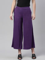 Thumbnail for Souchii Violet Solid Wide Leg Palazzo - Distacart
