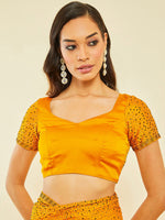 Thumbnail for Soch Mustard Yellow Embellished Beads and Stones Pure Crepe Saree - Distacart