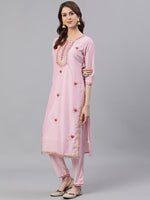 Thumbnail for Ishin Women Pink Embroidered Kurta with Trousers & Dupatta - Distacart