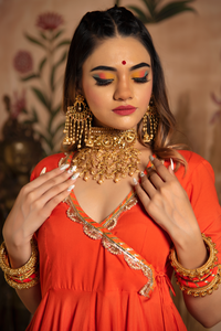 Thumbnail for Pomcha Jaipur Bhandhani Angrakha Set - Distacart
