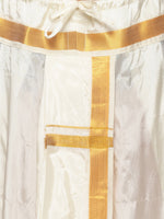 Thumbnail for Sethukrishna Men Cream and Gold-Toned Solid Dhoti With Angavastram - Distacart