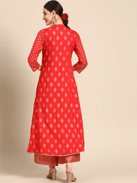 Thumbnail for Sangria Women Red Ethnic Motifs Printed Kurta with Palazzos - Distacart
