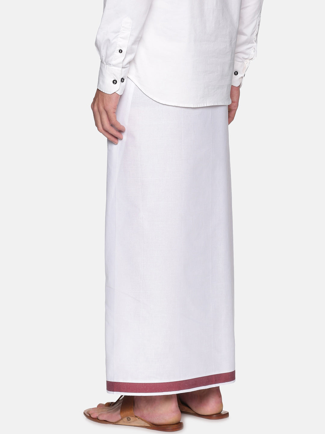 Sethukrishna Mens White Solid Cotton Readymade Dhoti - Distacart