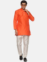 Thumbnail for Sethukrishna Men Orange Kurti with Pyjamas - Distacart