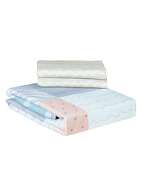 Thumbnail for Story@home Arena Peach & White Geometric Microfiber 180TC Queen Bedsheet & 2 Pillow Covers - Distacart