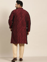 Thumbnail for Sojanya Plus Men Plus Size Red & Black Woven Design Straight Kurta - Distacart
