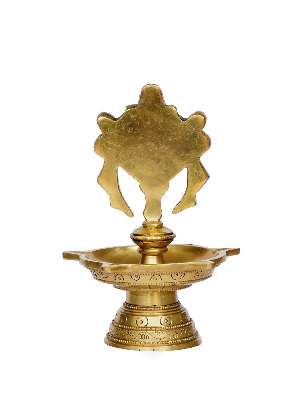 eCraftIndia Gold-Toned Chakra Handcrafted Brass Diya With 5 wicks - Distacart