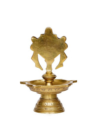 Thumbnail for eCraftIndia Gold-Toned Chakra Handcrafted Brass Diya With 5 wicks - Distacart